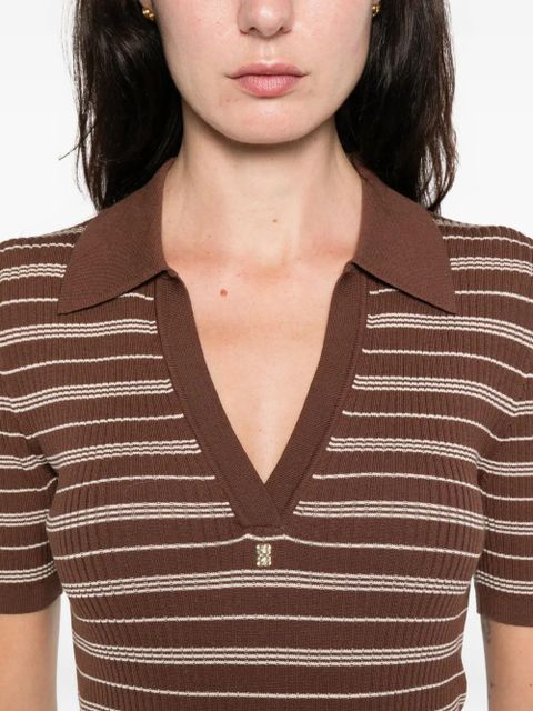 SANDRO striped V-neck T-shirt - Brown