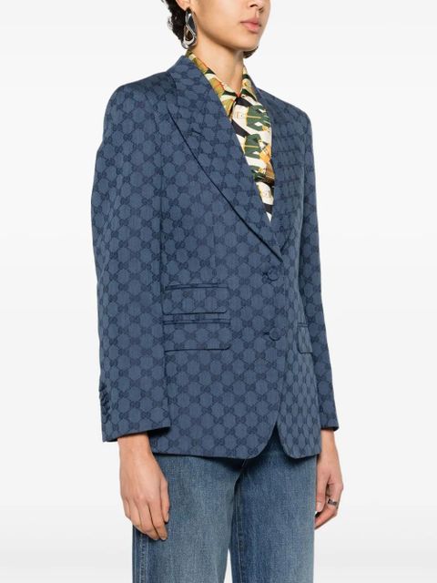 Gucci GG-jacquard single-breasted blazer - Blue