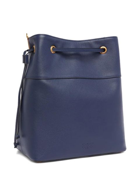 PINKO medium logo-embellished drawstring bucket bag - Blue