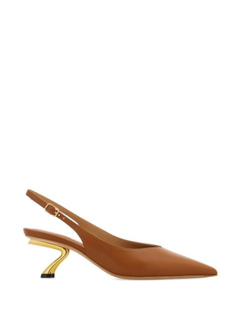 Ferragamo S-shaped heeled slingback - Brown - zdjęcie produktu nr 1