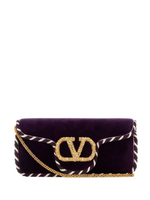 Valentino Garavani Locò velvet clutch bag - Purple - zdjęcie produktu nr 1