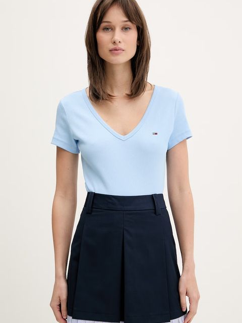 Tommy Jeans T-shirt damski bawełniany z elastanem - zdjęcie produktu nr 1