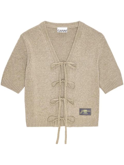 GANNI lace-up cardigan - Neutrals - zdjęcie produktu nr 1