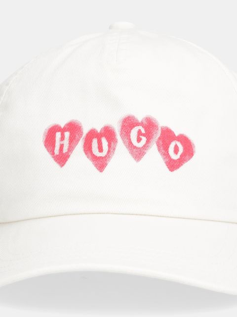 HUGO czapka z daszkiem bawełniana Cara-Valentine kolor beżowy 50557038