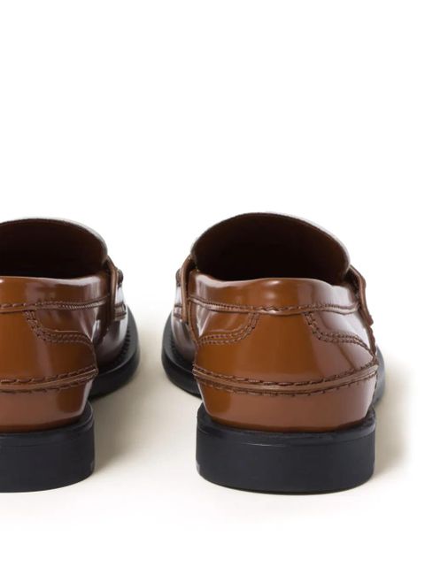 Miu Miu two-tone leather penny loafers - Brown