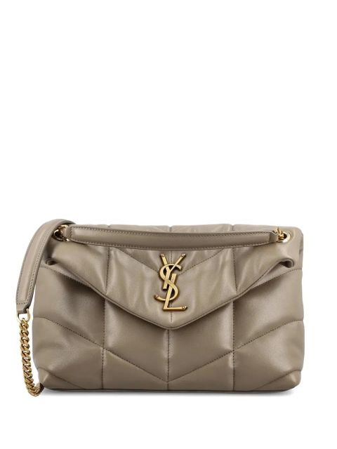 Saint Laurent small quilted logo-plaque shoulder bag - Neutrals - zdjęcie produktu nr 1