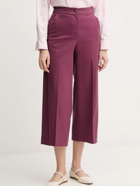 United Colors of Benetton spodnie damskie kolor fioletowy szerokie high waist 4SJCDF09W - zdjęcie produktu nr 1