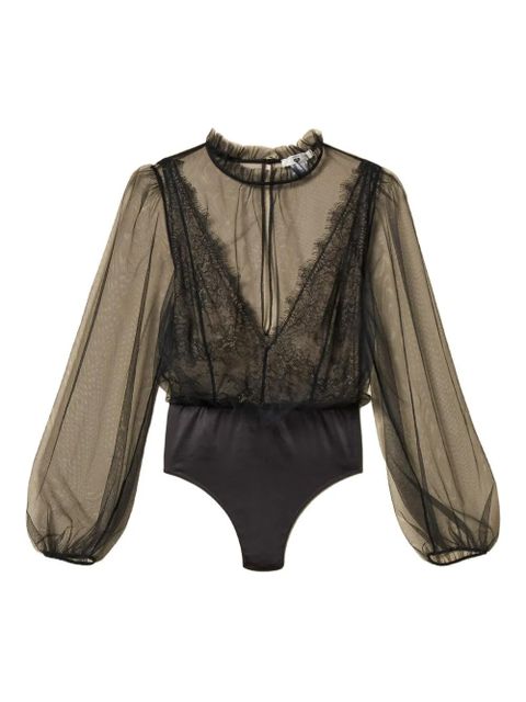 TWINSET lace-detail tulle bodysuit - Black - zdjęcie produktu nr 1