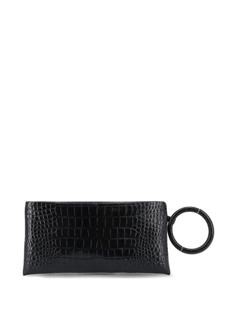 TOM FORD crocodile-effect ring-handle clutch bag - Black - zdjęcie produktu nr 2