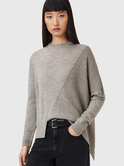 AllSaints sweter wełniany ISLA damski kolor szary lekki W004KD - zdjęcie produktu nr 1