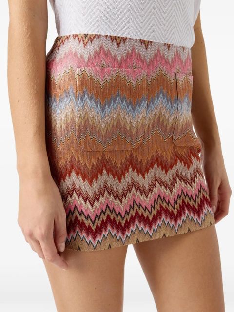 Missoni patch-pocket zigzag-pattern mini skirt - Orange