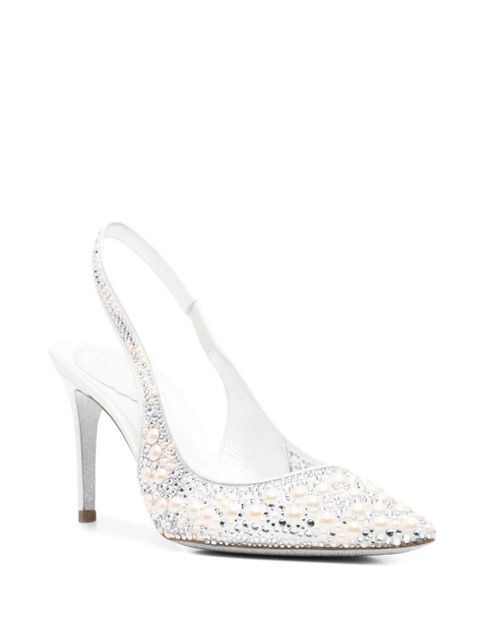 René Caovilla 80mm pearl-embellished pumps - White - zdjęcie produktu nr 2