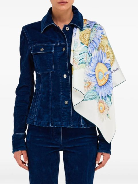 Ferragamo Sunflower-print silk scarf - White - zdjęcie produktu nr 2