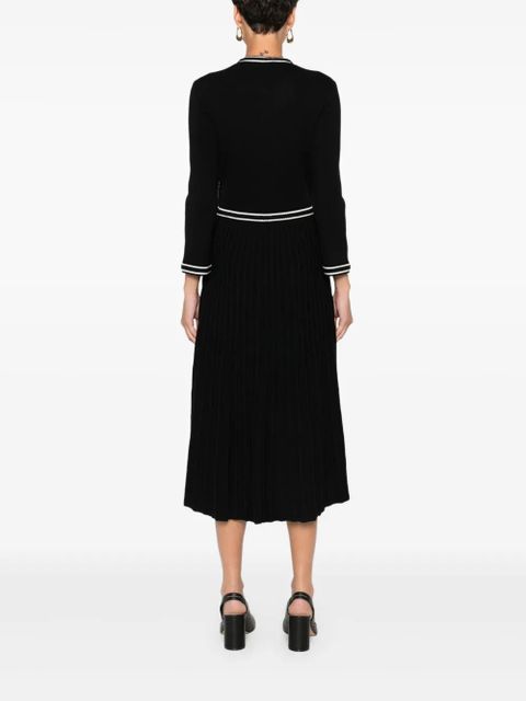 Maje pleated button-front knit dress - Black