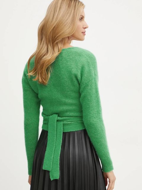 Simona Corsellini kardigan wełniany kolor zielony lekki A24CPCRP01