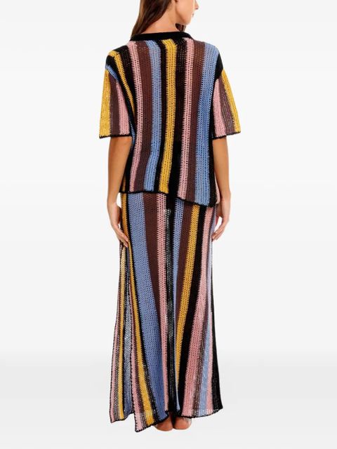 Agua By Agua Bendita Cyprus striped crochet maxi skirt - Pink