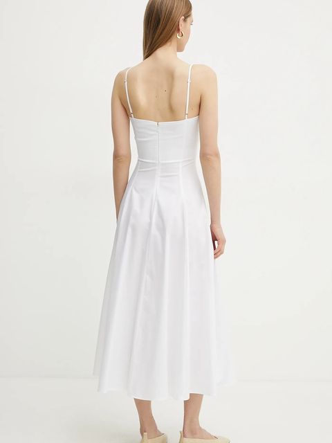 Simona Corsellini sukienka bawełniana kolor biały midi rozkloszowana P25CPAB011 - zdjęcie produktu nr 2