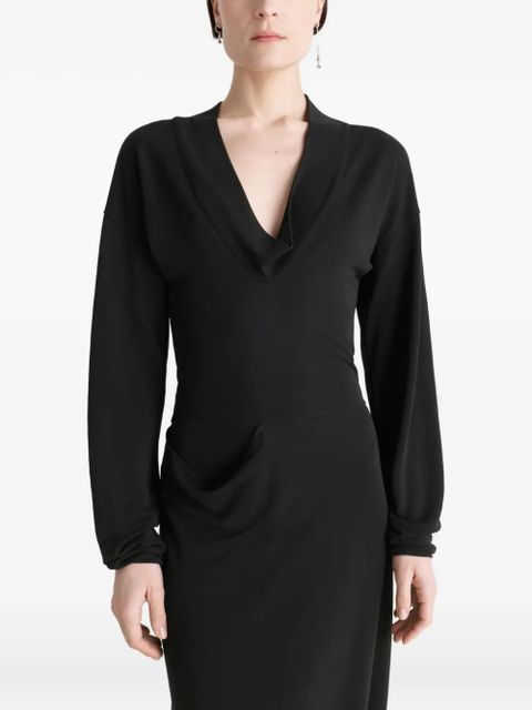 LEMAIRE draped V-neck dress - Black