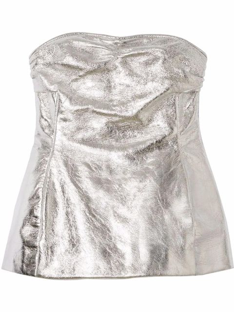 KHAITE Blanche cracked leather top - Silver - zdjęcie produktu nr 1