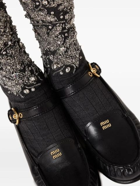 Miu Miu strap-detail loafers - Black