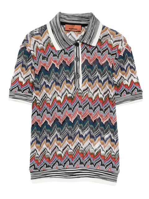 Missoni zigzag-knit polo shirt - Brown - zdjęcie produktu nr 1