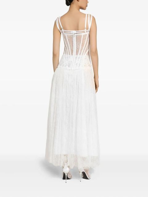 Dolce & Gabbana corset-detailing tulle midi dress - White - zdjęcie produktu nr 2