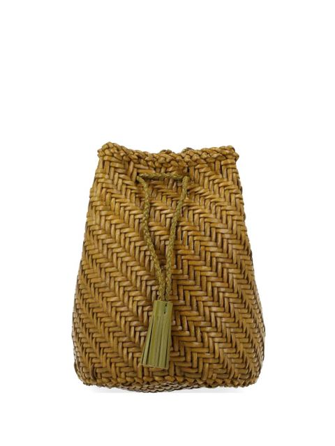 DRAGON DIFFUSION Pompom Double Jump Tan woven clutch bag - Brown - zdjęcie produktu nr 1