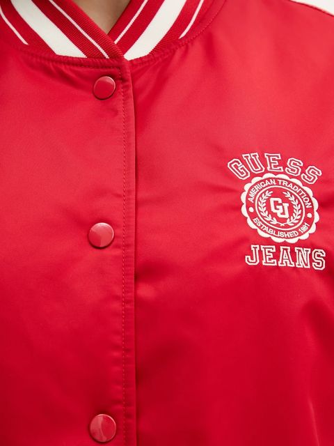 Guess Jeans kurtka bomber kolor czerwony przejściowa W5YL15 WHAA2