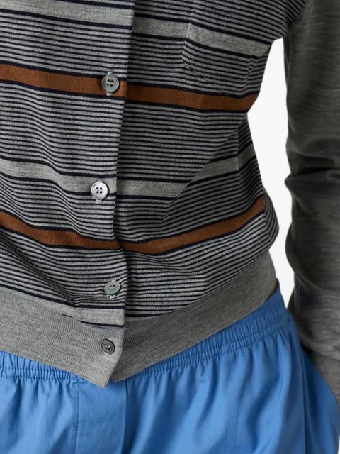 Miu Miu striped buttoned wool cardigan - Grey