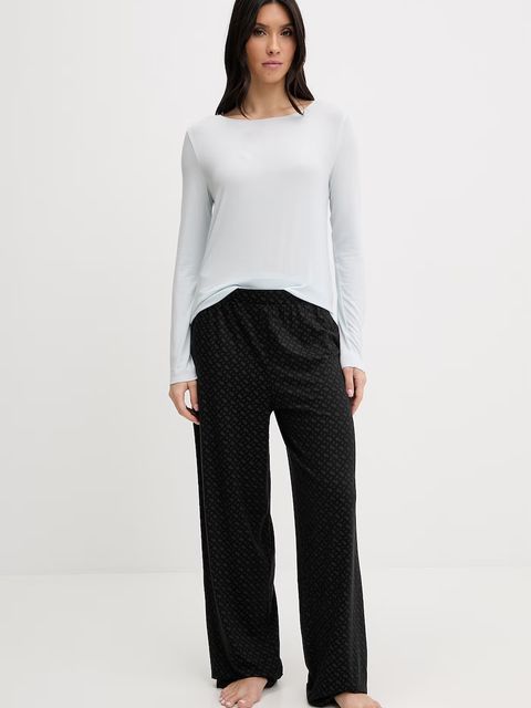 United Colors of Benetton longsleeve piżamowy z domieszką lnu - zdjęcie produktu nr 2