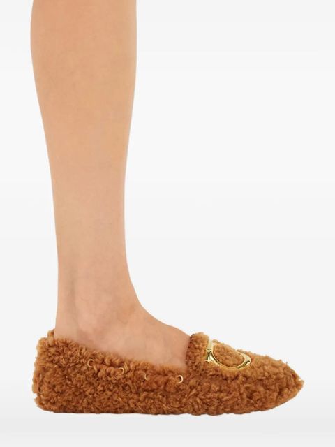 Ferragamo Gancini shearling loafers - Brown