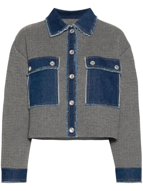 SANDRO cable-knit denim jacket - Grey