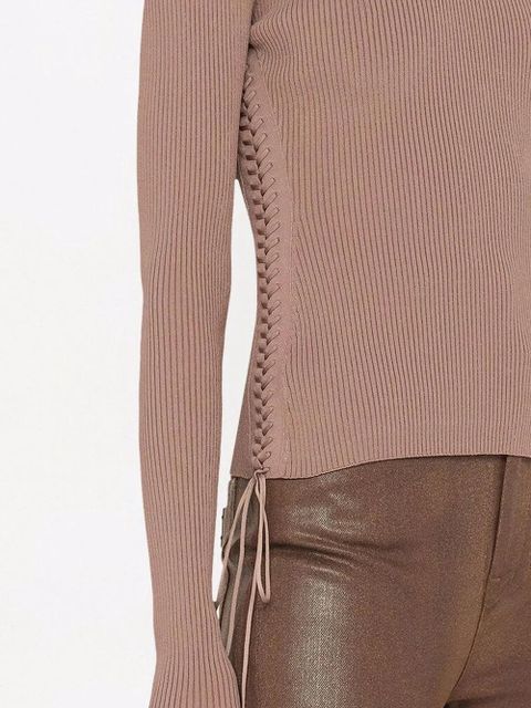 Dolce & Gabbana lace-up ribbed jumper - Brown