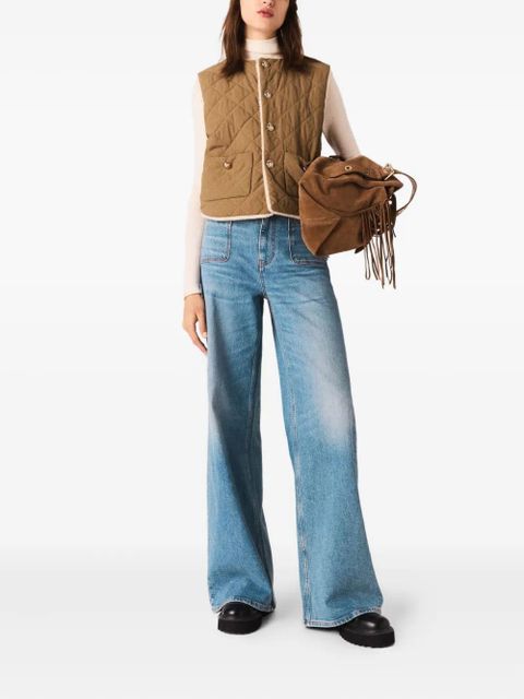 Maje quilted faux fur coat - Green