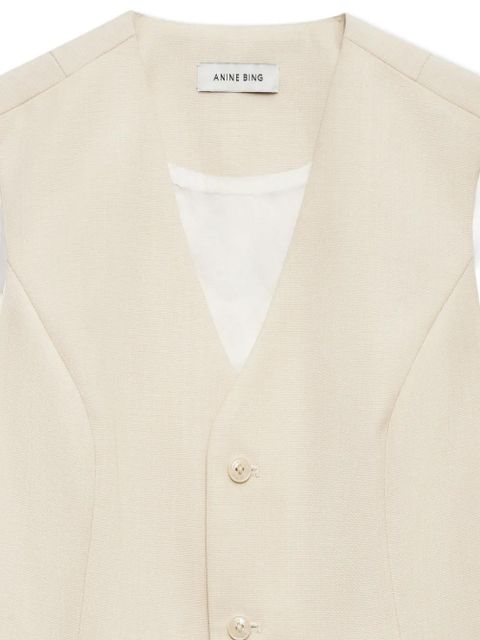 ANINE BING Mario button V-neck waistcoat - Neutrals