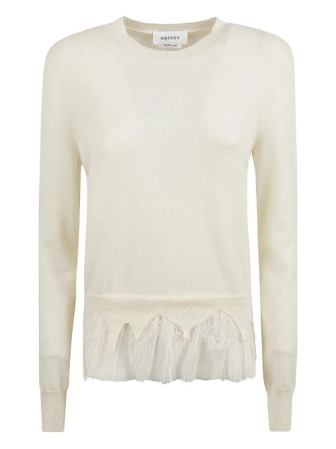 Alexander McQueen lace pleated sweater - Neutrals
