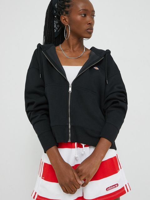 Dickies bluza damska kolor czarny z kapturem z aplikacją - zdjęcie produktu nr 1