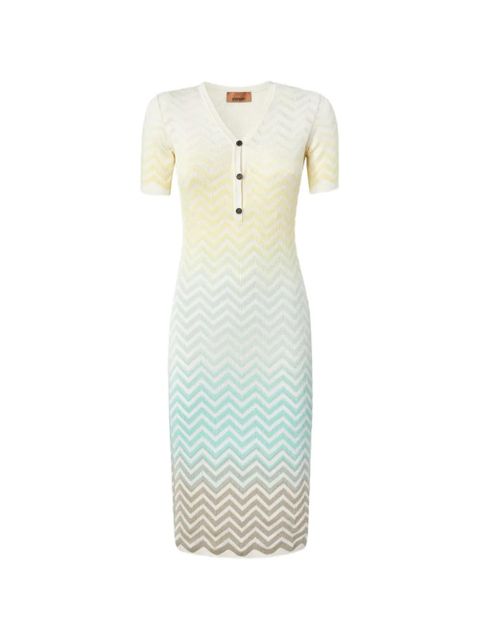 Missoni chevron-pattern buttoned midi dress - White - zdjęcie produktu nr 1