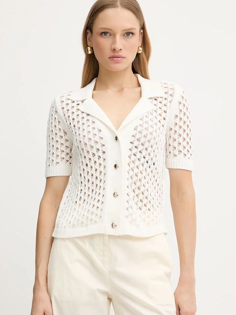 Morgan kardigan bawełniany damski kolor beżowy lekki MLOU - zdjęcie produktu nr 1