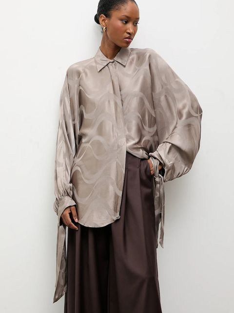 Answear.LAB koszula damska kolor szary relaxed z kołnierzykiem klasycznym - zdjęcie produktu nr 1