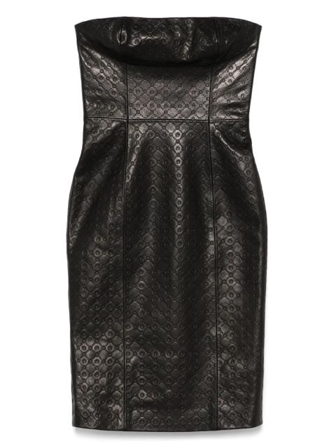 Marine Serre monogram-embossed leather mini dress - Black - zdjęcie produktu nr 1