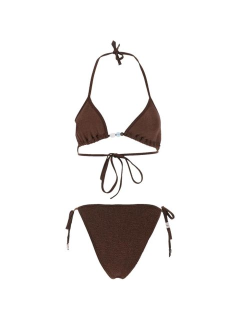 Hunza G Gina bead-embellished crinkled-effect bikini - Brown - zdjęcie produktu nr 2