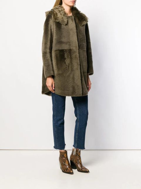 Yves Salomon hooded shearling coat - Green