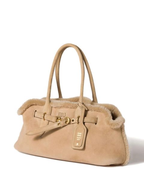 Miu Miu Aventure shearling tote bag - Brown - zdjęcie produktu nr 2
