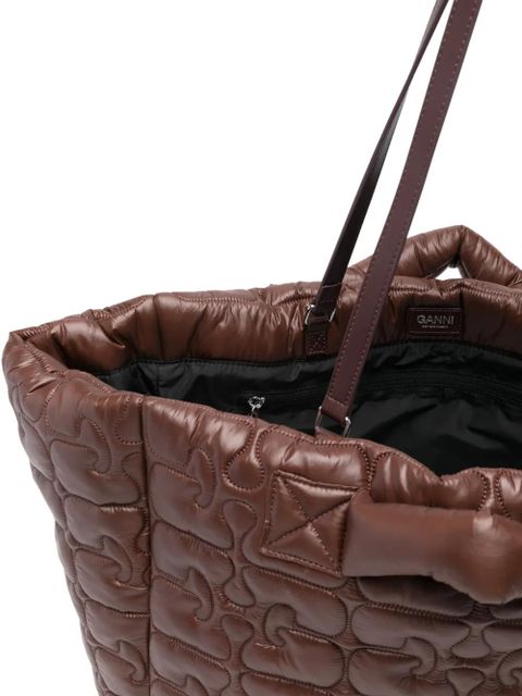 GANNI Quilted Re-Tech XXL tote bag - Brown