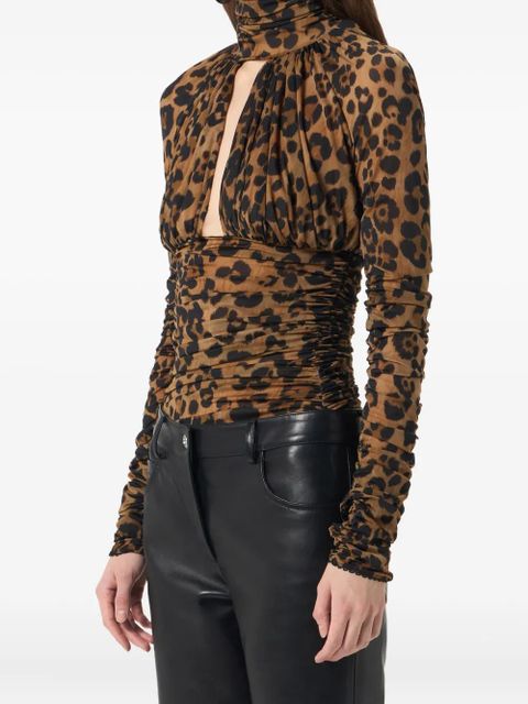 Blumarine leopard-print ruched bodysuit - Brown