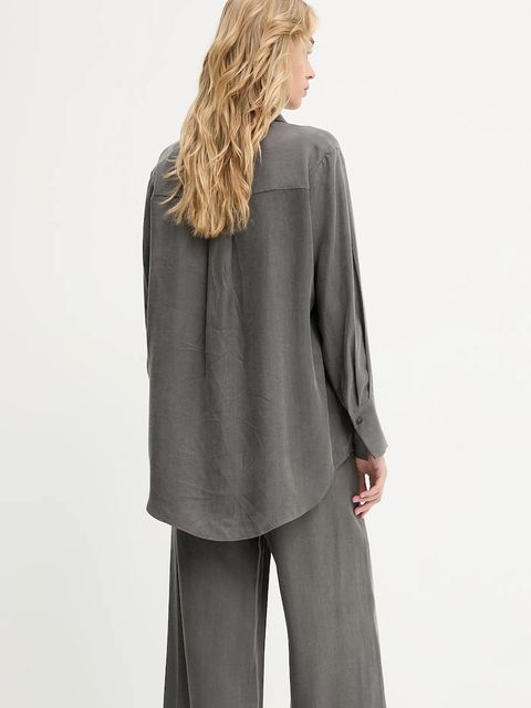 Answear.LAB koszula damska kolor szary relaxed z kołnierzykiem klasycznym