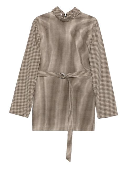 Nanushka belted check-pattern mini dress - Brown - zdjęcie produktu nr 1
