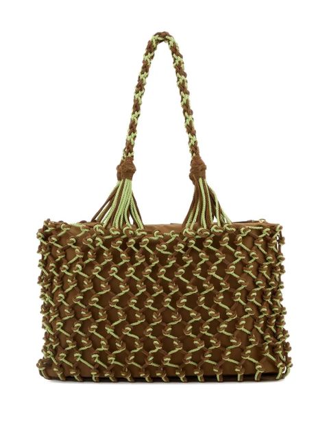 Prada small Noué braided-handle mesh tote bag - Brown - zdjęcie produktu nr 2