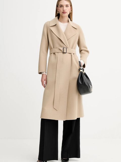 Weekend Max Mara płaszcz wełniany MANU kolor beżowy 2525016021600